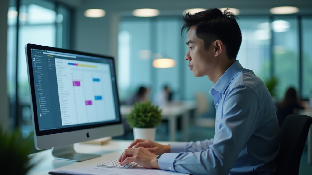 Professional at desk organizing tasks