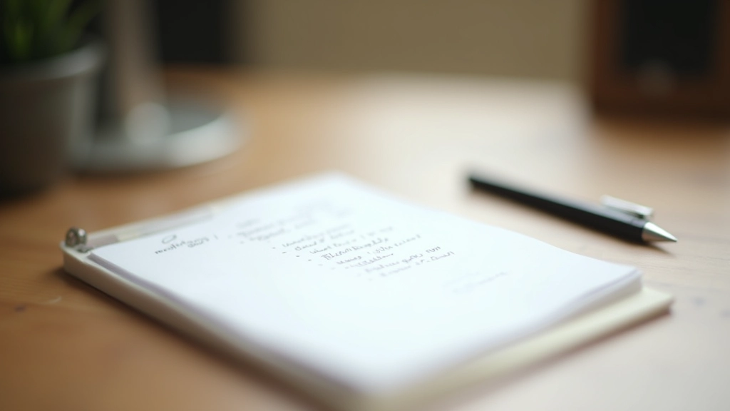 Notebook and pen on desk with handwritten notes about daily workflow and task patterns