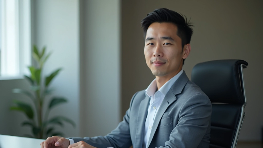 Person with confident posture leaning back in chair at desk, relaxed and focused expression